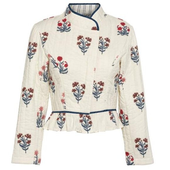 EUC Daydress Quilted Biker Jacket Ottoman Flower Size S - Picture 1 of 5